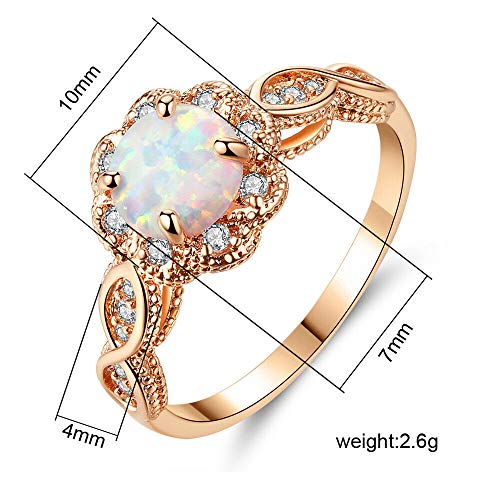 Rose Gold White Fire Opal Ring for Women