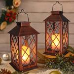 Set of 2 Waterproof Solar Lanterns for Outdoors