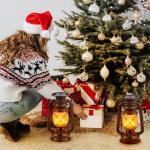 2-Pack Solar Lanterns with Dancing Flame Effect