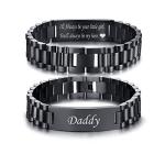 Personalized Black Stainless Steel Daddy Bracelet