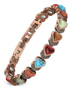 Turquoise Heart Copper Magnetic Therapy Bracelet for Women