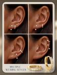 Trendy 14K Gold Plated Silver Earrings Set