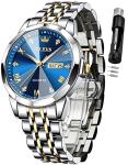 OLEVS Two-Tone Diamond Men's Analog Quartz Watch