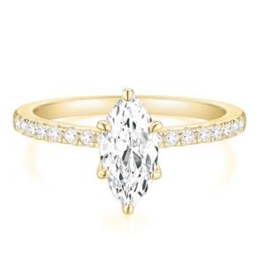TIGRADE 2CT Marquise Cut Engagement Ring in Gold