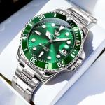 OLEVS Men's Luxury Green Dial Stainless Steel Watch