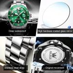 OLEVS Men's Luxury Green Dial Stainless Steel Watch