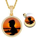 Custom Photo Pendant Necklace with Rhinestone Bezel
