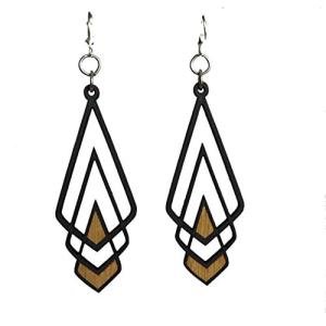 Black Satin Chevron Deco Earrings by Green Tree