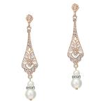 Rose Gold 1920s Vintage Pearl Drop Earrings