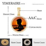 Custom Photo Pendant Necklace with Rhinestone Bezel