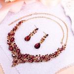 BriLove Amethyst Crystal Statement Necklace and Earrings Set