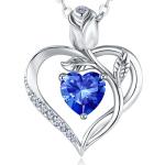 Rose Heart Necklace with Lab-Created Sapphire