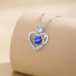 Rose Heart Necklace with Lab-Created Sapphire