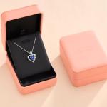 Rose Heart Necklace with Lab-Created Sapphire