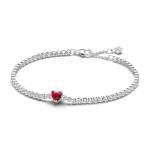 PANDORA Red Heart Tennis Bracelet - Sterling Silver