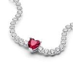PANDORA Red Heart Tennis Bracelet - Sterling Silver