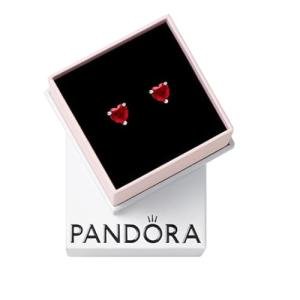 PANDORA Red Heart Stud Earrings for Her