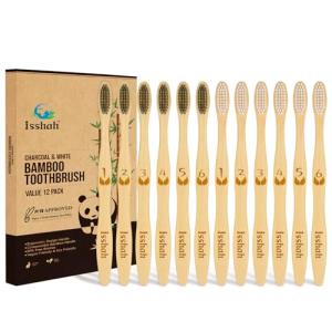 12 Pack of Eco-Friendly Bamboo Charcoal Toothbrushes
