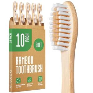 10-Pack Eco-Friendly Bamboo Toothbrushes with Soft Bristles