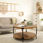 Bohemian Natural Wood Round Coffee Table 73.9cm