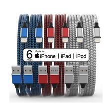Apple MFi Certified 6-Pack Nylon Braided iPhone Chargers