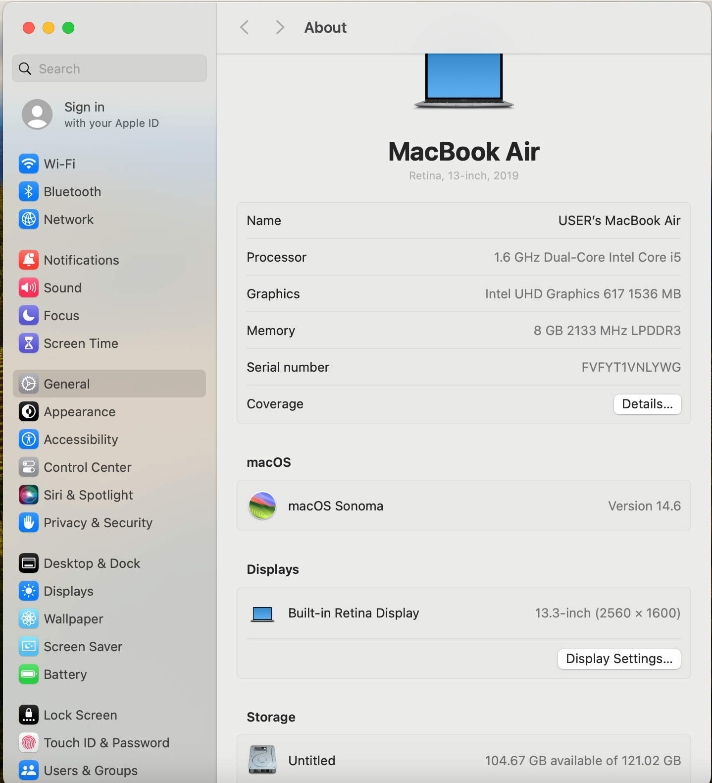 Apple MacBook Air 13" 1.6GHz i5, 8GB RAM