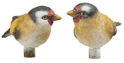 Serenity Ornamental Bird Bath Garden Water Feature Fountain Stone Effect (Twin Pack of Goldfinches)
