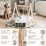 little dove Foldable Wooden Play Gym with 6 Toys - Infant Activity Gym for Baby Girls and Boys with Hanging Bar - Montessori Newborn Gift