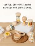 7 PCS Wooden Baby Toys Set - Organic Infant Rattles Newborns 0-6 Month & Montessori-Inspired Musical Instruments for 0-12 Month - Natural Toddler Developmental Toys