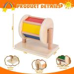 Montessori Baby Toys Play Kit Montessori Mirror Peekaboo Knob Puzzle, Medium Spinning Drum and Rainbow Fabric Ball Kit Toys for 6-12Months Toddlers