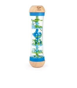 Hape Beaded Raindrops | Mini Wooden Musical Shake & Rattle Rainmaker Toy, Blue, Model Number: E0328B