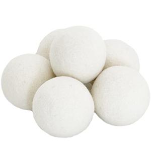 Woolino Wool Dryer Balls, Reusable Laundry Balls, Natural 100% Organic Fabric Softener, Chemical-Free, Baby Safe, 6 Pack XL, White