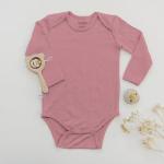 Woolino 100% Superfine Merino Wool Baby Bodysuit - Long Sleeve Onesies for Boy and Girl - 12-18 Months - Blush