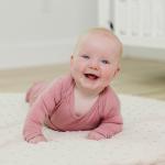 Woolino 100% Superfine Merino Wool Baby Bodysuit - Long Sleeve Onesies for Boy and Girl - 12-18 Months - Blush