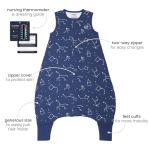 Woolino 4 Season Baby Footed Sleep Bag Sack, Australian Merino Wool and Organic Cotton, Toddler Sleeping Bag, 18-36mo, Night Sky