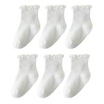 ANYANIME 6 Pairs Toddler Ruffle Socks for Girls Baby Grip Socks Non Slip Socks Cute Grippy Frilly