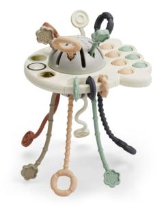 GOPO TOYS Baby Airplane Toys – Montessori Silicone Pull String Fidget for Babies 18 Months+ – Travel Toy for Plane, Car, and Stroller – Teether & Sensory Play