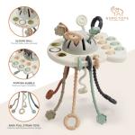 GOPO TOYS Baby Airplane Toys – Montessori Silicone Pull String Fidget for Babies 18 Months+ – Travel Toy for Plane, Car, and Stroller – Teether & Sensory Play