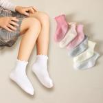 ANYANIME 6 Pairs Toddler Ruffle Socks for Girls Baby Grip Socks Non Slip Socks Cute Grippy Frilly