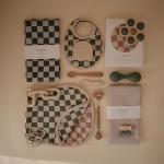 mushie Baby Splat Mat 42.5x42.5 Inch (Olive Check) | Water Resistant for Under High Chair and Infant Play