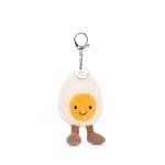 Jellycat Amuseables Happy Boiled Egg Bag Charm, 4 inches - Food and Drink Plush Keychain - Great Gift Idea