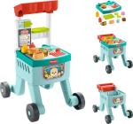 Fisher-Price Baby Push Toy 4-in-1 Snack Cart Walker Learning Activity, 14 Pieces for Pretend Play Infants Ages 6+ Months, Multilanguage Version