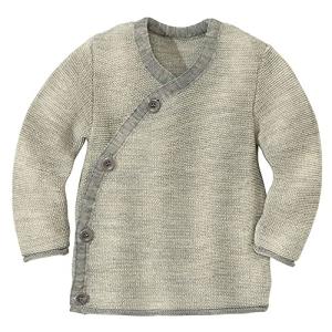 Ecoable Baby Long Sleeve Thermal Cardigan Sweater, Organic Merino Wool, Boys and Girls Sizes Newborn - 4 Years (EU 50-56 | 0-3 Months, Grey Natural)