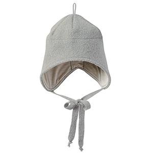 Ecoable Kids' Winter Hat: Beanie with Ear Flaps and Chin Strap, Organic Merino Wool and Cotton (Size 3, Grey)