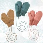 Ecoable Toddler and Kids Mittens, Organic Merino Wool Snow Gloves | Warm Winter Hand Covers with String for Boys and Girls (Sz 3 | 2-5 years, Pacific)