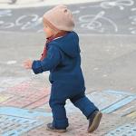 Ecoable Baby Merino Wool Snowsuit, Organic Boiled Hooded Romper | Foldable Cuff Overall for Toddlers, Warm One-Piece Winter Outerwear (EU 98-104, Cassis)