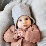 Ecoable Kids' Winter Hat: Beanie with Ear Flaps and Chin Strap, Organic Merino Wool and Cotton (Size 3, Grey)