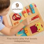 Fisher-Price Wood Montessori Toy Dressing Board, American Montessori Society Seal of Excellence, Early Life Skills Learning Busy Activity for Preschool Kids Ages 3+ Years​ (Amazon Exclusive)