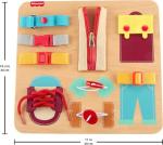 Fisher-Price Wood Montessori Toy Dressing Board, American Montessori Society Seal of Excellence, Early Life Skills Learning Busy Activity for Preschool Kids Ages 3+ Years​ (Amazon Exclusive)