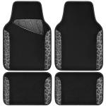 CAR PASS Waterproof Universal Car Floor Mats, Leopard Print Car Mats Fit for SUV,Vans,sedans, Trucks,Set of 4pcs Car Carpet with Driver Heel Pad and Nibs Backing, Leopard Car Accessories Gray Leopard